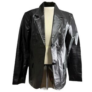 MetroStyle VTG Black Leather Jacket‎ Size 12 Office Work Siren Retro Y2K Biker